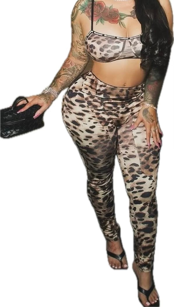 Sexy cheetah two piece set