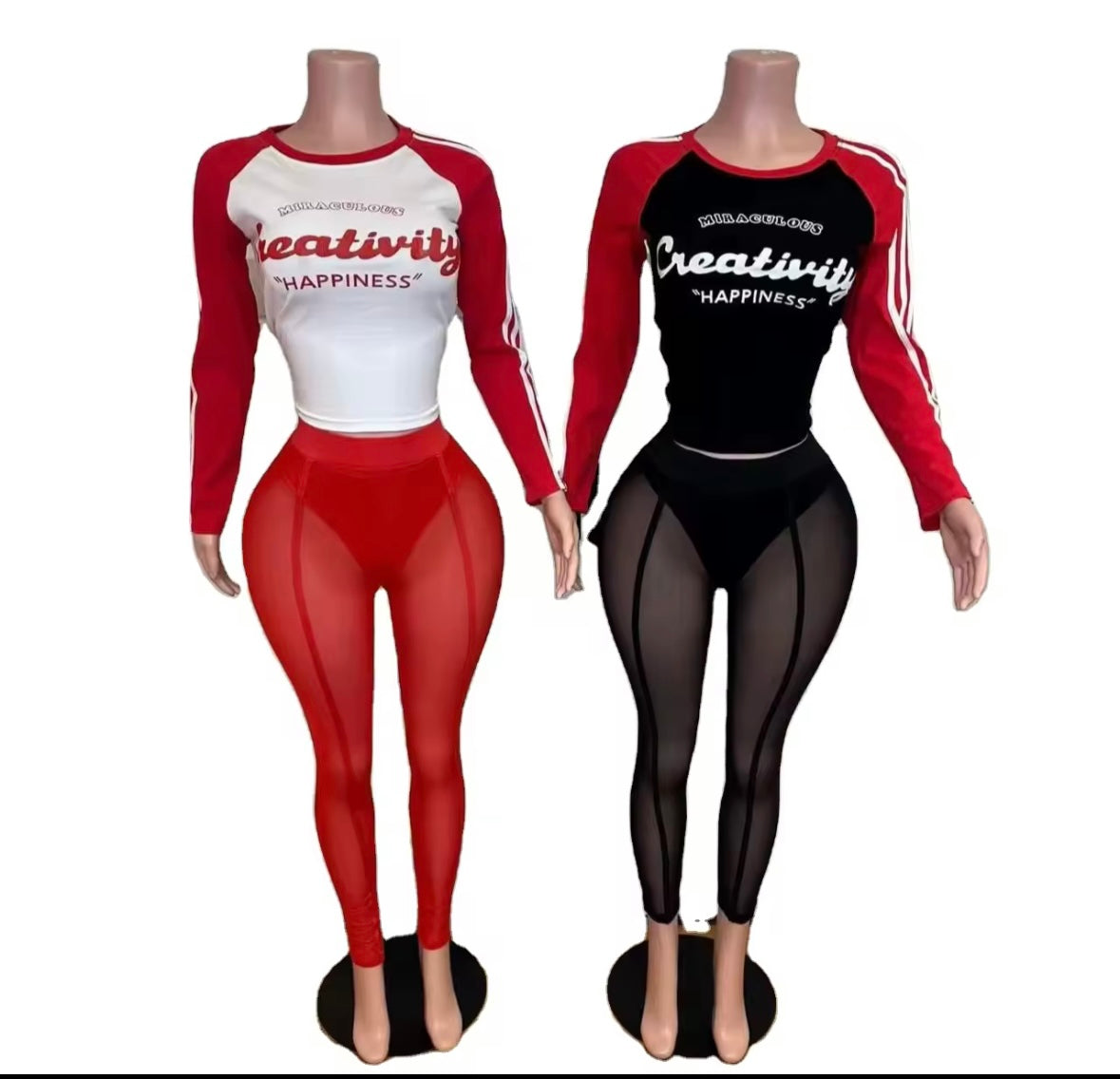 Creativity long sleeve and sheer bottoms
